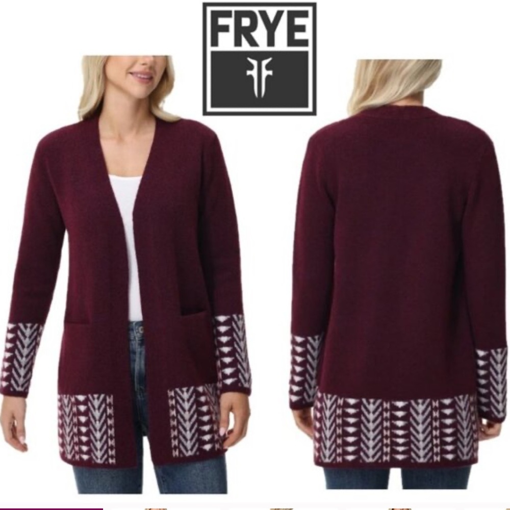 NWT | Frye | Deep Maroon Red Open Cardigan